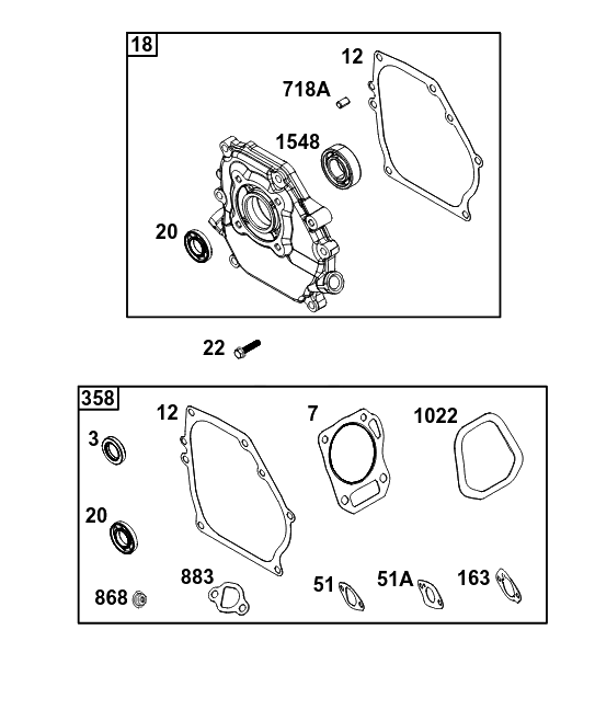 Crankcase Cover/Sump Group Diagram and Parts List for 10R232-0026-F1 100000 - 19Z999 Briggs and Stratton Engine
